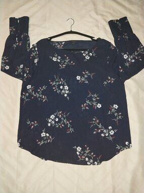 Ann Taylor Floral Long-Sleeve Blouse Size XL